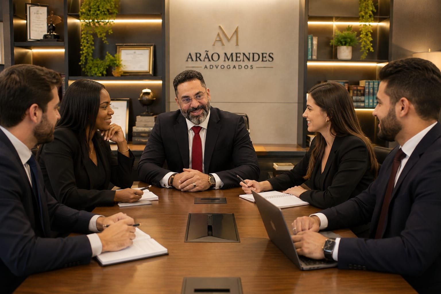 Equipe do escritório Arão Mendes Advogados em reunião